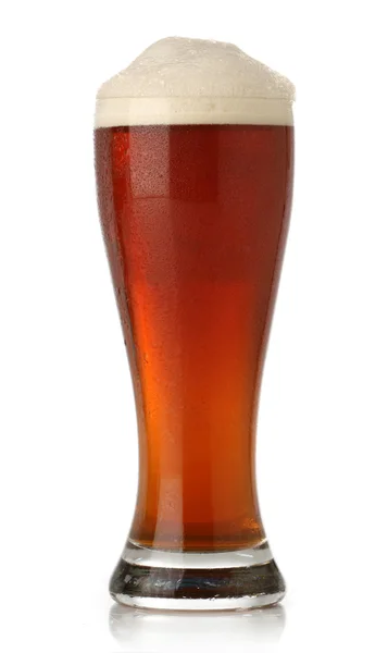 Fresh glass of beer isolated on white — Stock Photo, Image