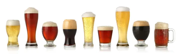 Various glasses of different beers — Stock Photo, Image