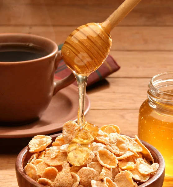 Здоровый завтрак с медом — стоковое фото