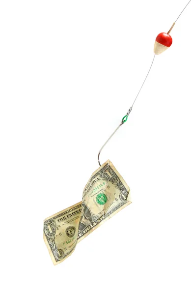 stock image Conceptual. Dollar bill in a hook