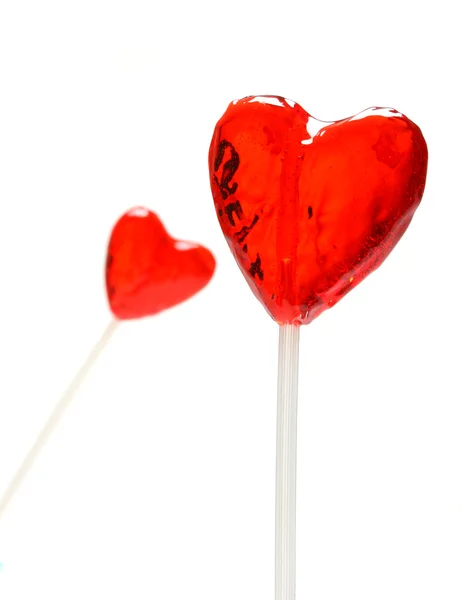 Deux sucettes en forme de coeur pour Valentine — Photo