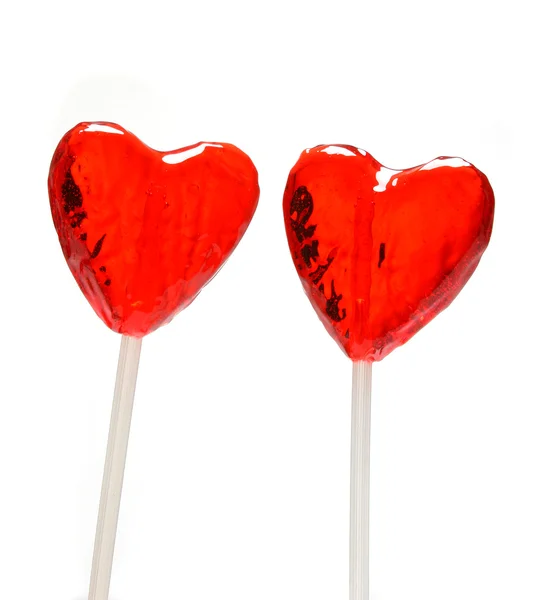 Dvě srdce tvaru lízátka pro zamilované — Stock fotografie