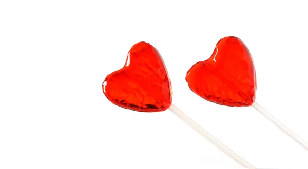 Два леденца в форме сердца для Валентина — стоковое фото