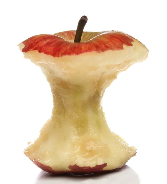 Zjedzone czerwone jabłko — Zdjęcie stockowe