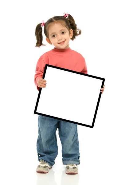 空白の看板を持っている女の子 — ストック写真