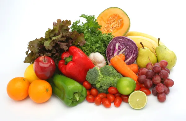 Kleurrijke verse groep van groenten en fruit — Stockfoto