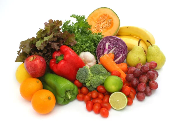 Bunte frische Gemüse- und Obstgruppe — Stockfoto