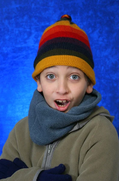 Boy having fun in winter — Stock Photo, Image