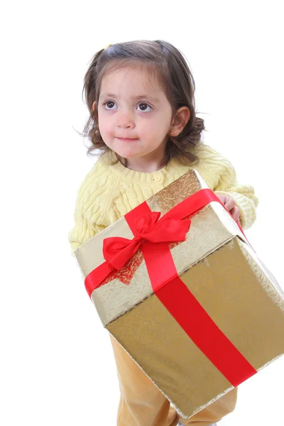 Maluch z prezentem — Zdjęcie stockowe