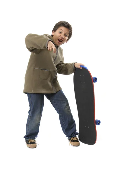 Хлопчик на ковзанах зі смішним обличчям Стокове Фото