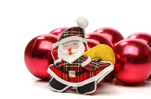 Santa a vánoční koule — Stock fotografie