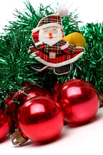 Papai Noel e bolas de Natal — Fotografia de Stock