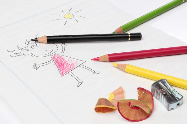 Disegno con matite e temperamatite — Foto Stock