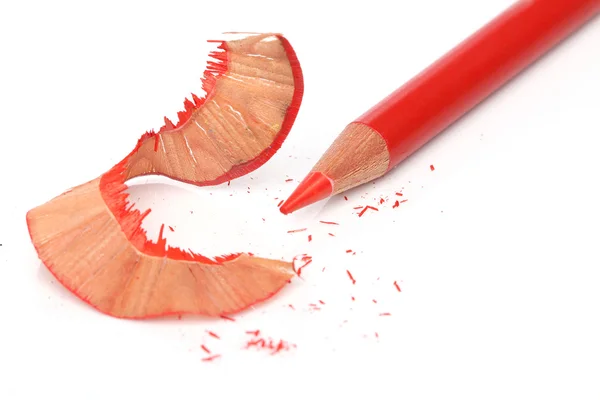 Rececntly 흰색 위에 빨간색 연필 날카롭게 — 스톡 사진