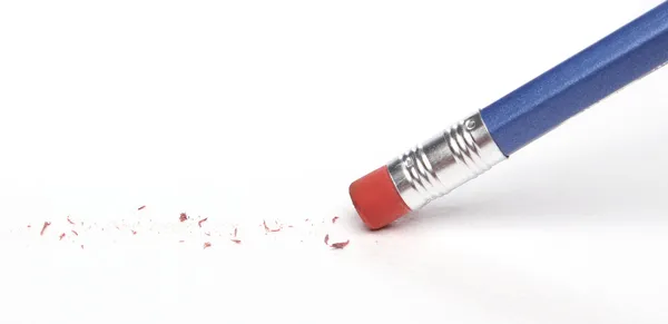 Pencil erasing a mistake — Stock Photo, Image
