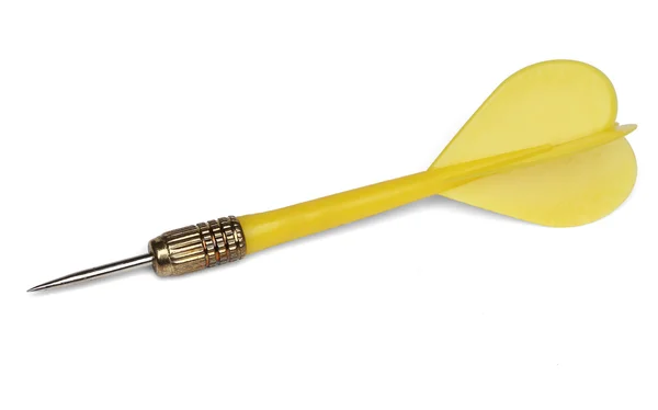 Yellow dart over rhite background — Stock Photo, Image