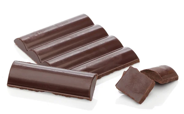 Läckra choklad barer över vit bakgrund — Stockfoto