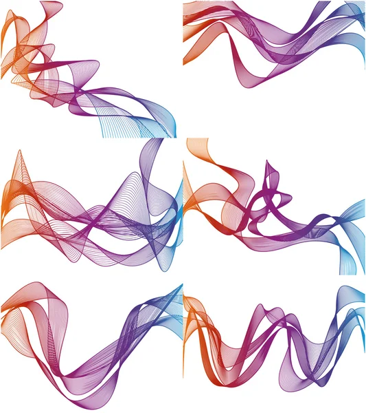 Ensemble de motifs d'ondes abstraites — Image vectorielle