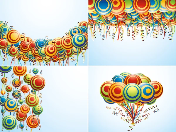Четыре композиции с творческими воздушными шарами — стоковый вектор