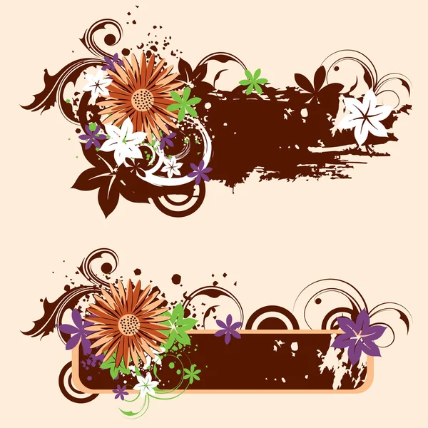 Grunge 花卉横幅 — 图库矢量图片