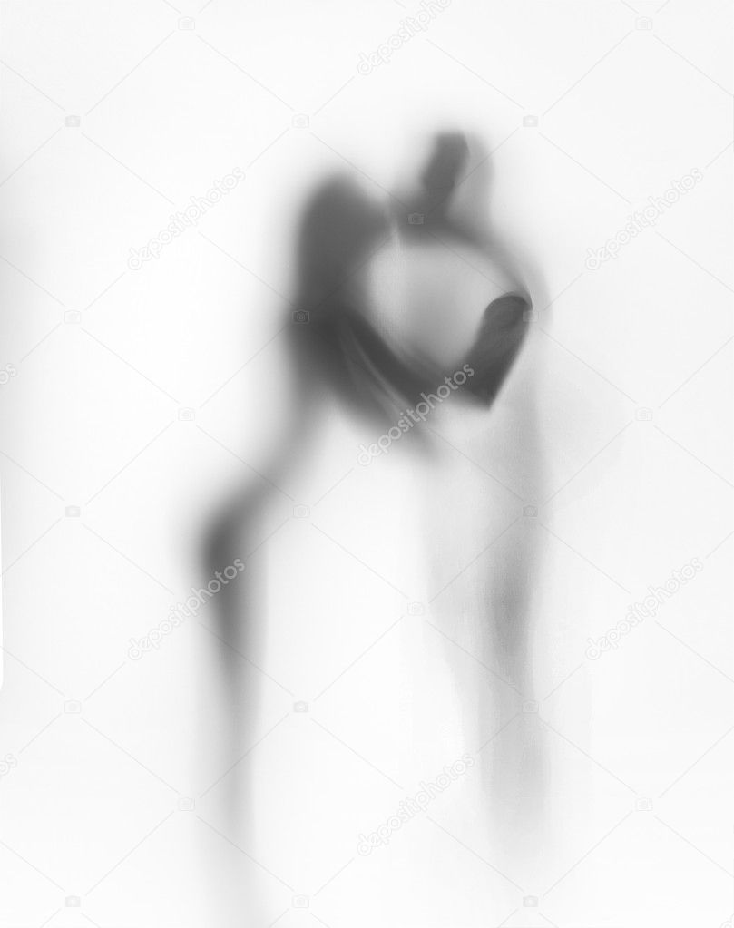Couple in love, kiss, silhouette, abstract