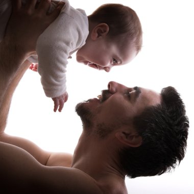 Father and his baby son together clipart