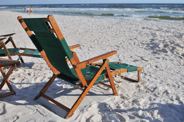 stock image An empty chair at the beach