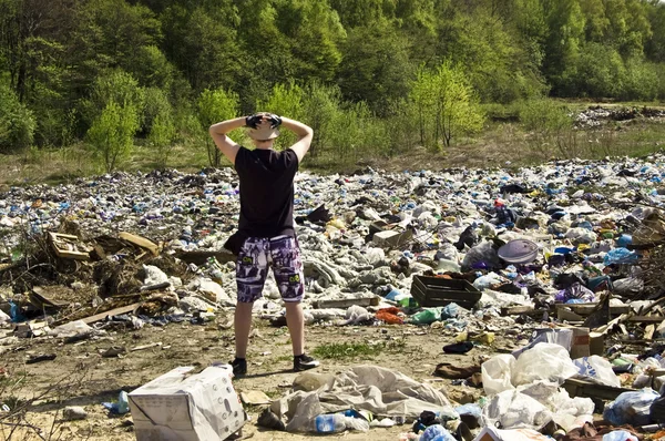 stock image Man in garbage