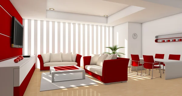 Red modern living room