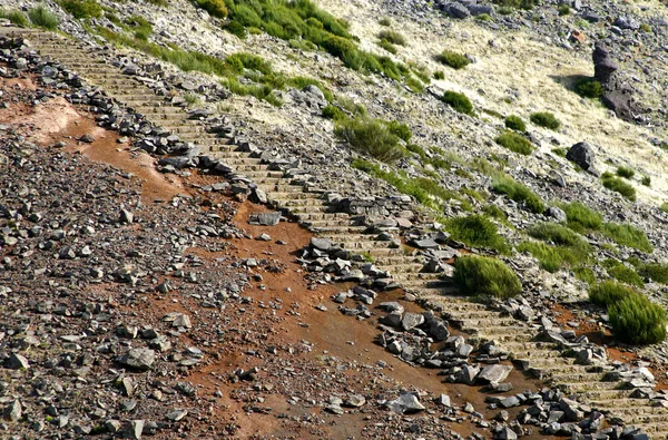 Kő lépcsők Pico do Arieiro Stock Kép