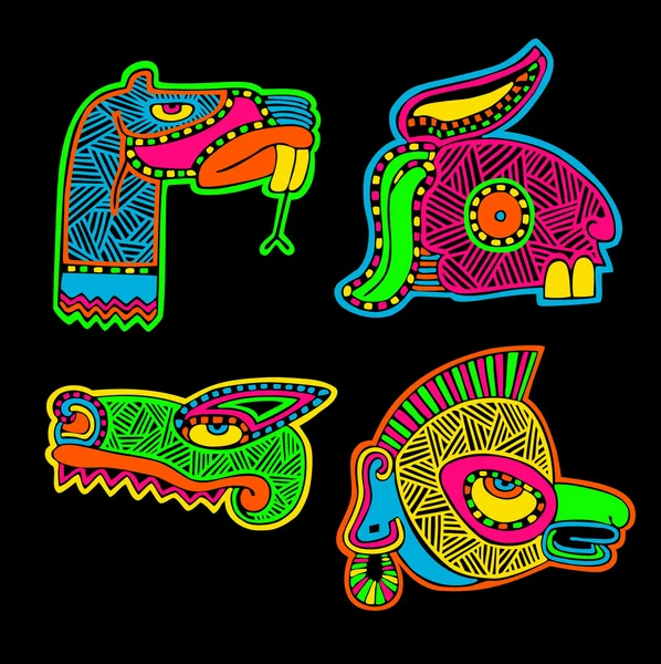 Quatre têtes d'animaux — Image vectorielle