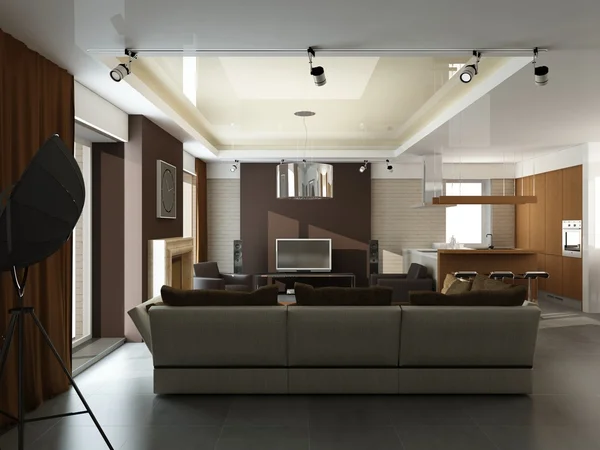 Modern interior.exclusive tasarım 3D render — Stok fotoğraf