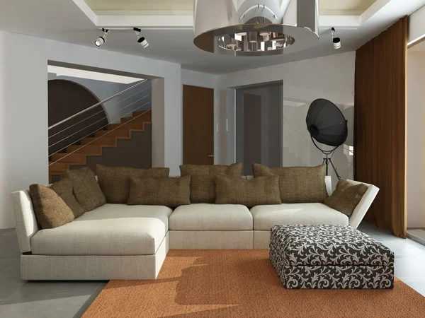 3D gör av en modern interior.exclusive design — Stockfoto