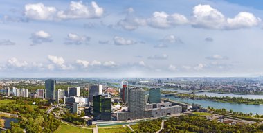 Amazing skyline of Donau City Vienna at the danube river clipart