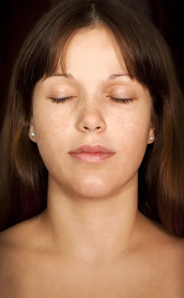 stock image Portrait of a attractive Female with closed eyes