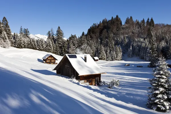 Paesaggio invernale idilliaco sulle Alpi — Foto Stock