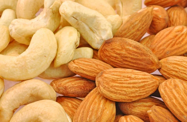 Almonds and cashew nuts — Stock Photo, Image