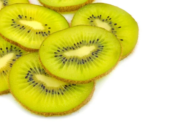 Gesneden kiwi vruchten over Wit — Stockfoto