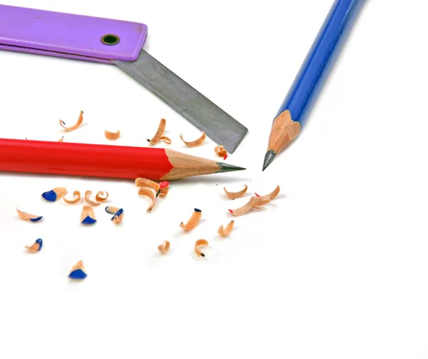 Pencil sharpening with blade — Stock Photo, Image