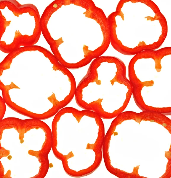 Pezzi di peperone rosso tagliati a fette — Foto Stock