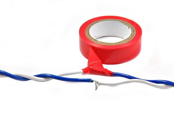 Elektrické dráty izolační páskou — Stock fotografie