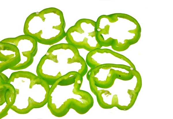 Capsicum verde fatiado — Fotografia de Stock