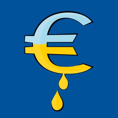 The Euro symbol with drops clipart