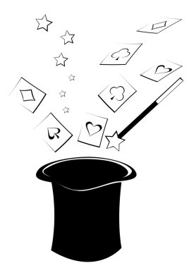 Top hat with Magic cards clipart