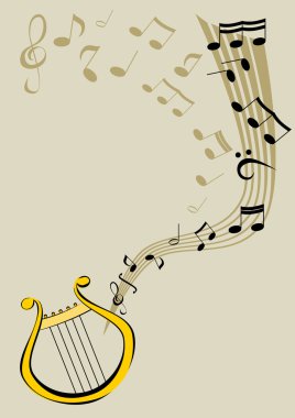 Lyre and notes clipart