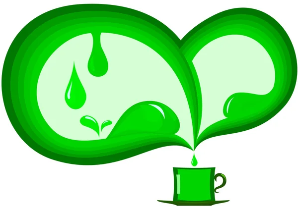 Grüner Abstrakt mit einer Tasse Tee — Stockvektor