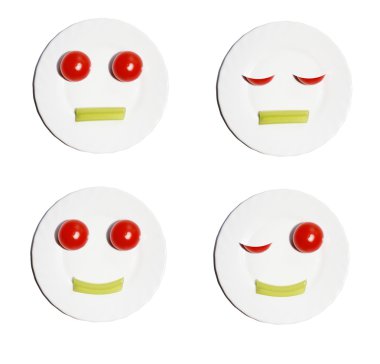 Emoticons on a plate of vegetables clipart