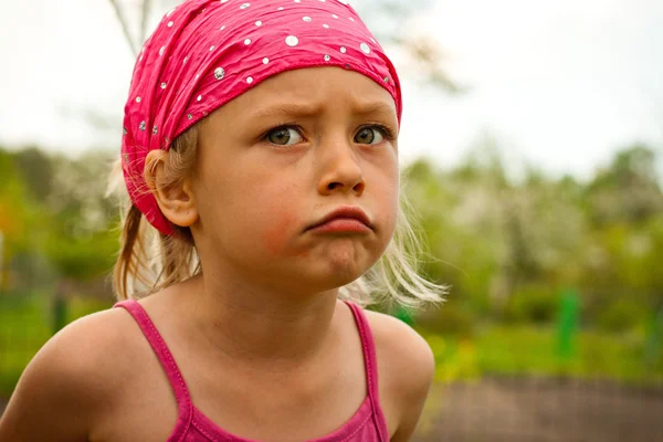 stock image Small girl with meditative look.