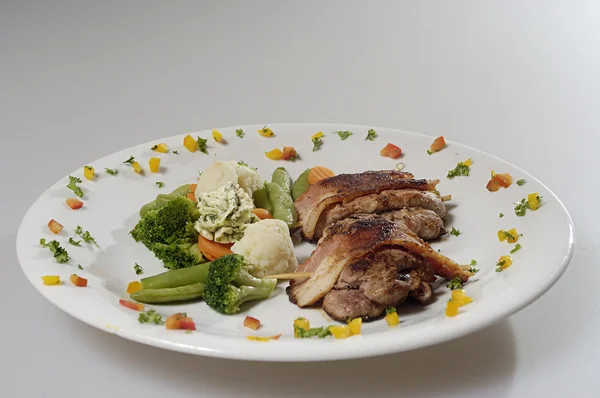 Pork steak with vegetable — Stock Image Pork steak with vegetable Stock Photo