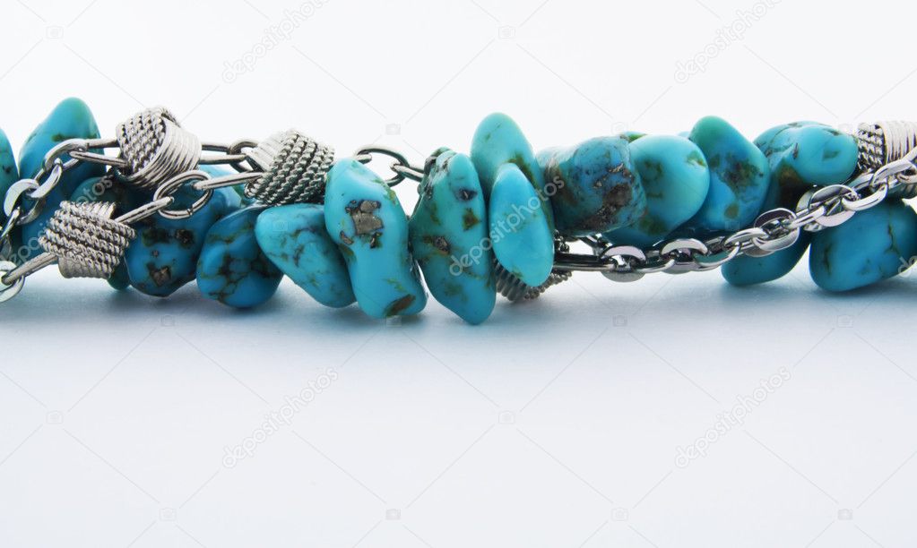 Turquoise stones and silver chain
